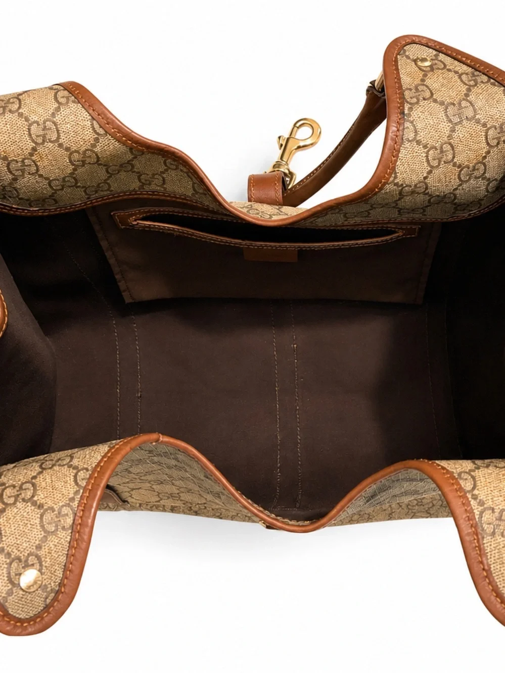 Gucci GG Canvas Shoulder Bag with Leather Trim | Dust Bag Included